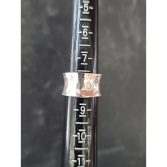 925 Sterling Hammered Silver Band Ring, Size US 8 Vintage - Picture 8 of 10